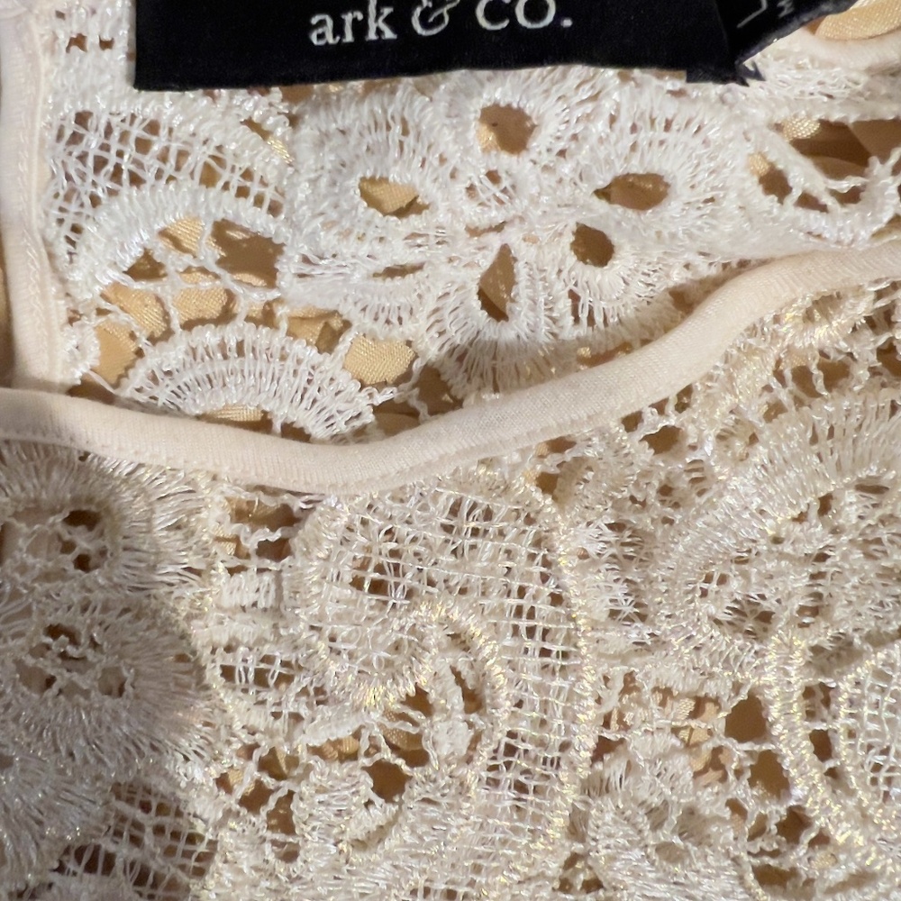 A372 Ark & Co Cream Cottagecore Lace Blouse Boho Chic Gently Used L - Picture 4 of 6